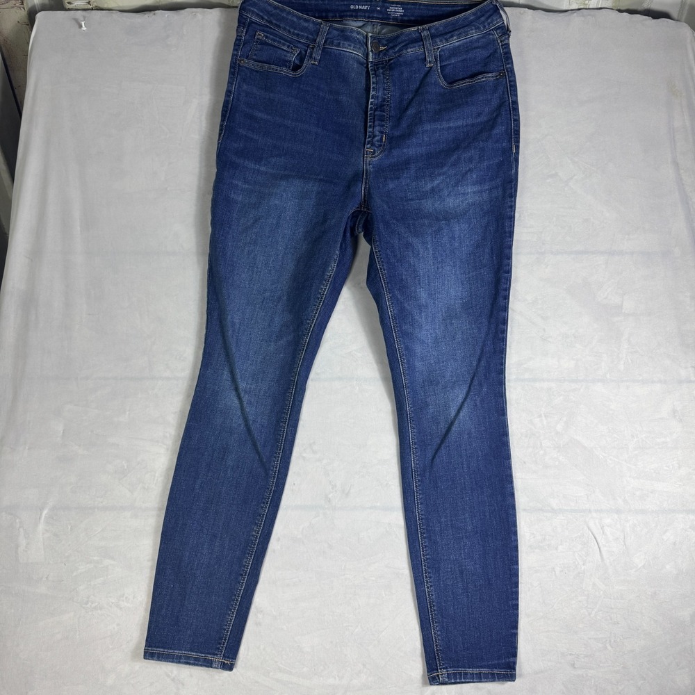 Old Navy Womens Rockstar Super Skinny Jeans Blue High Rise Secret Pockets 14